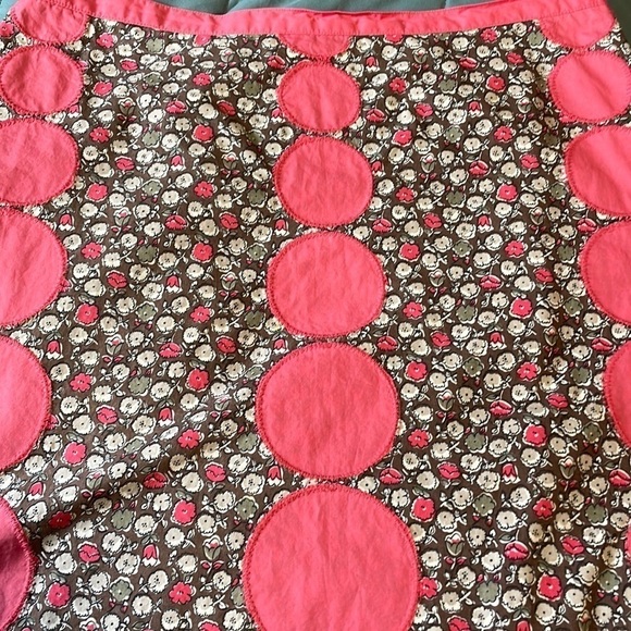 Boden Artsy Appliqué Skirt Boho Brown Pink 8L Floral Full Dot Mixed Feminine - Picture 12 of 16